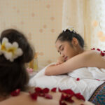 Young beautiful woman relaxing during spa treatment.